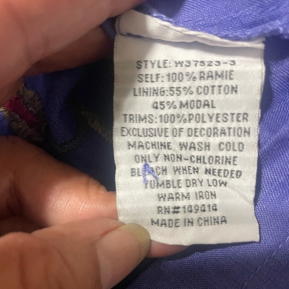 Johnny Was floral embroidered Nila blue tunic button  dress XXS fits XS/S - Picture 15 of 15